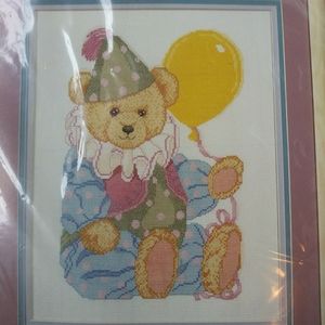 Cross Stitch Kit Clown Bear - NWOT Vintage